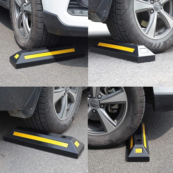 2 Pack Rubber Parking Guide Blocks Heavy Duty Wheel Stop Stoppers