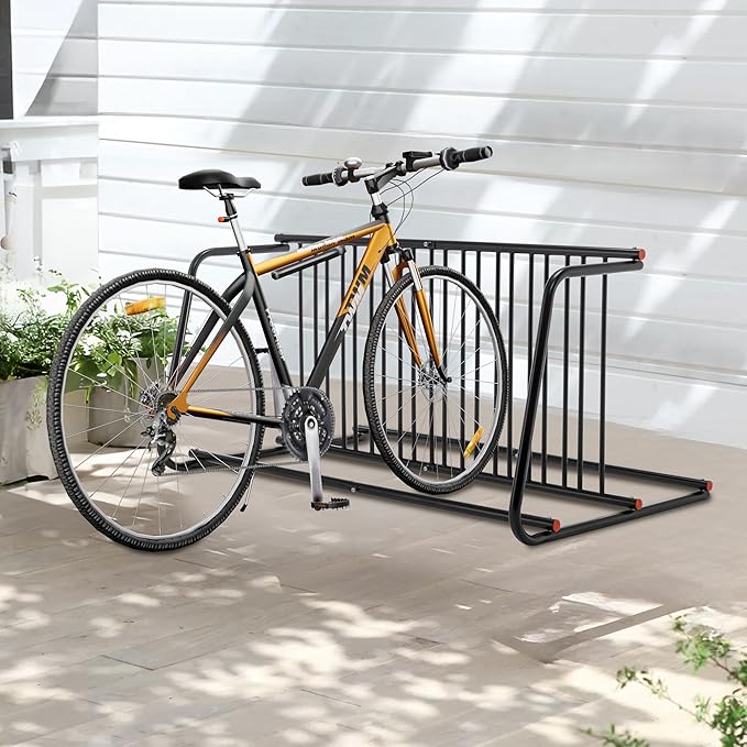 10-Bike Floor Bike Rack, 60” Dual-Sided Freestanding Steel Bike Stand