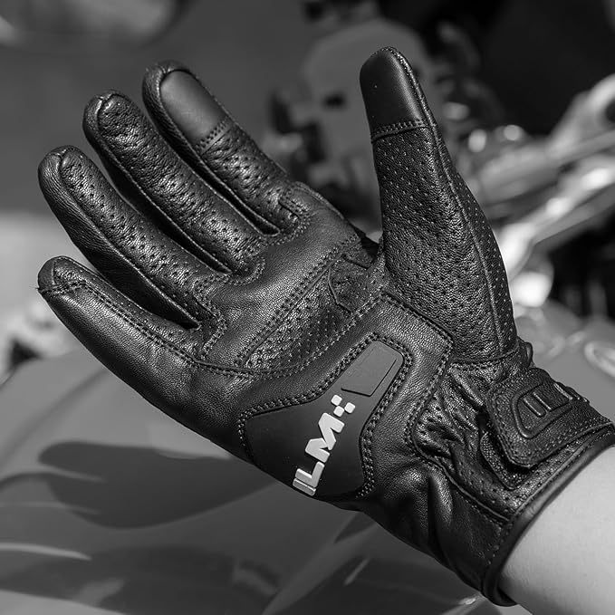 ILM Goatskin Leather Motorcycle Motorbike Powersports Racing Gloves Touchscreen