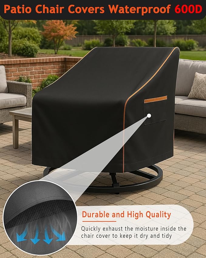 Outdoor Waterproof Patio Chair Covers, Heavy Duty Oxford Coating Weather (2-P...
