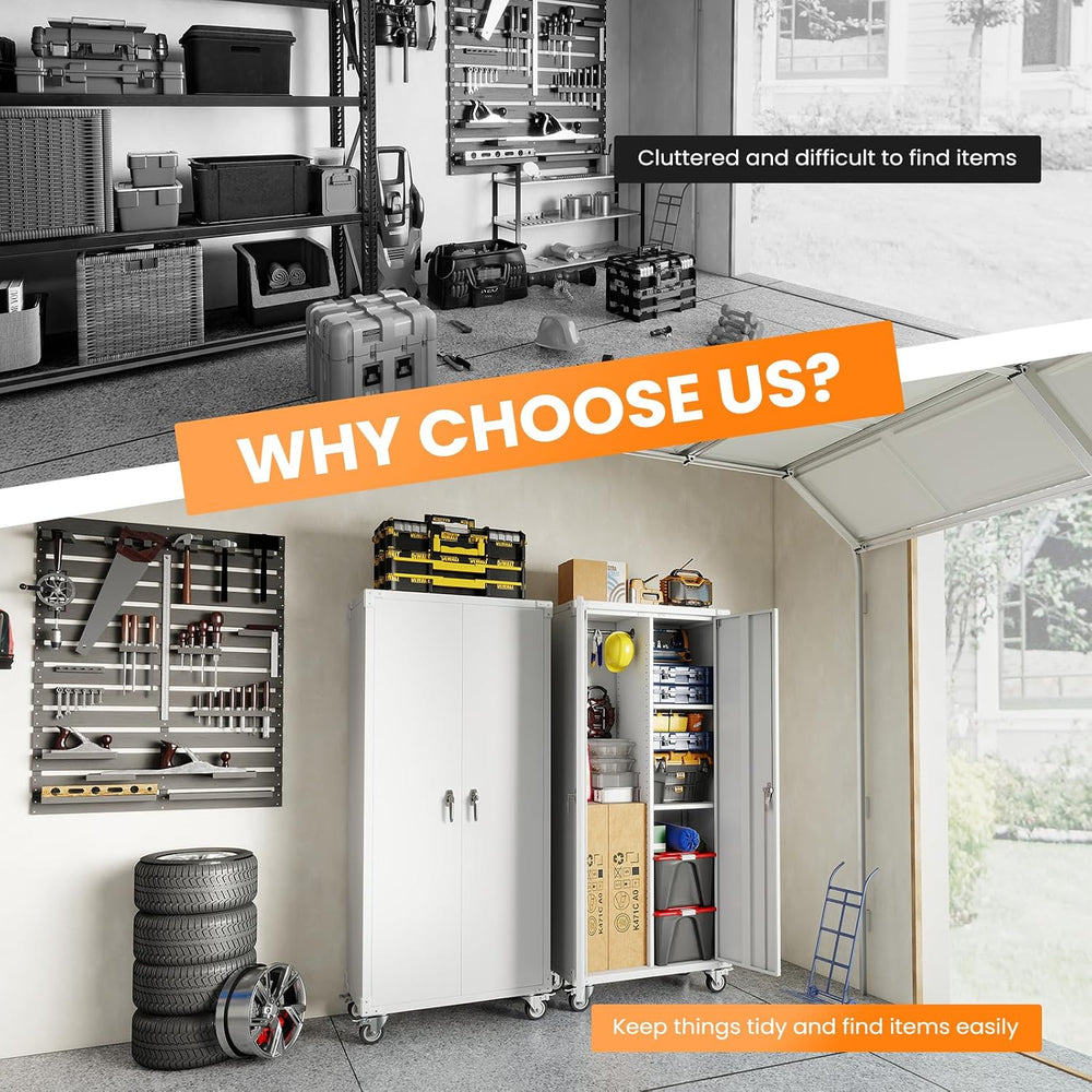 DUMOS 72 Inch Metal Garage Storage Cabinet, Rolling Tool Cabinet