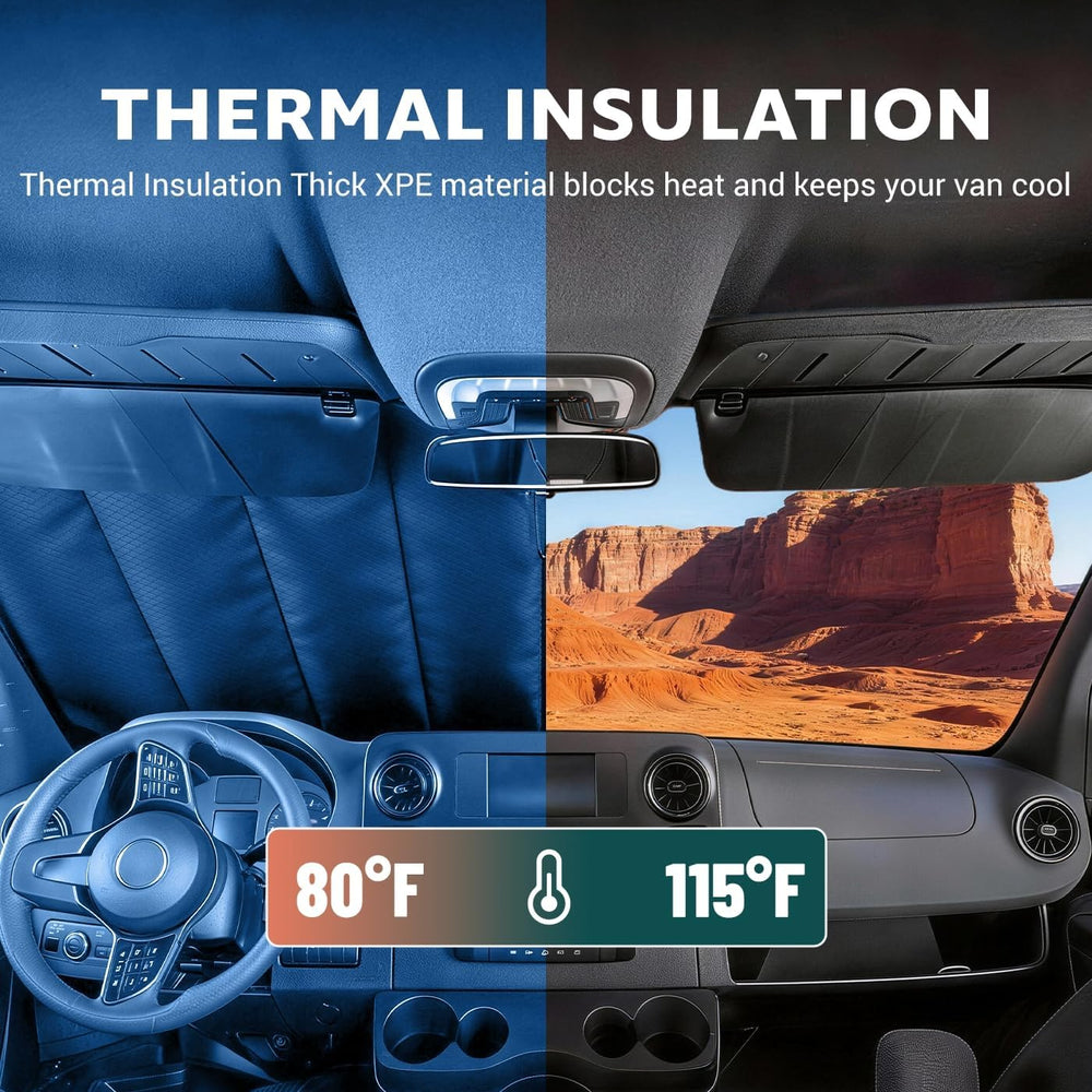 Windshield Cover for Mercedes-Benz Sprinter 2007-2026 NCV3/VS30, Insulated Bl...