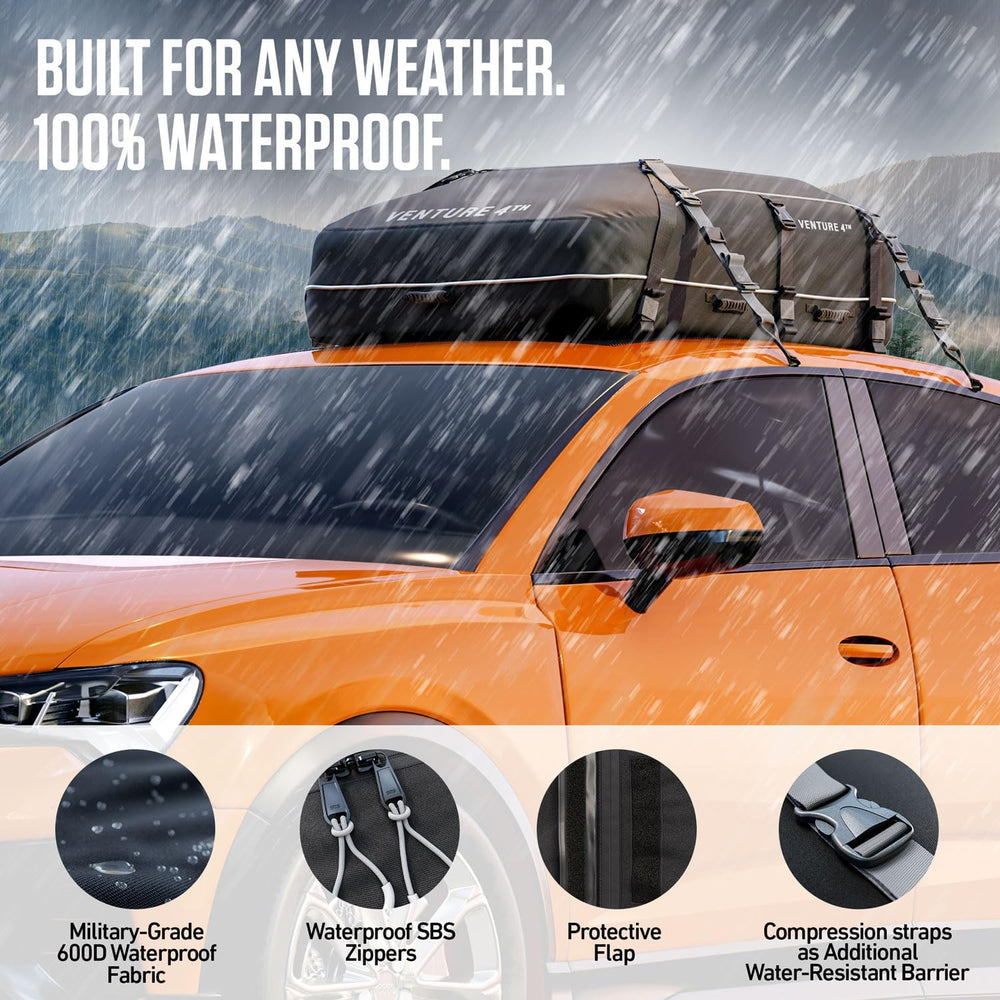 VENTURE 4TH Car Rooftop Cargo Carrier – 21 Cubic Feet Soft-Shell Waterproof R...