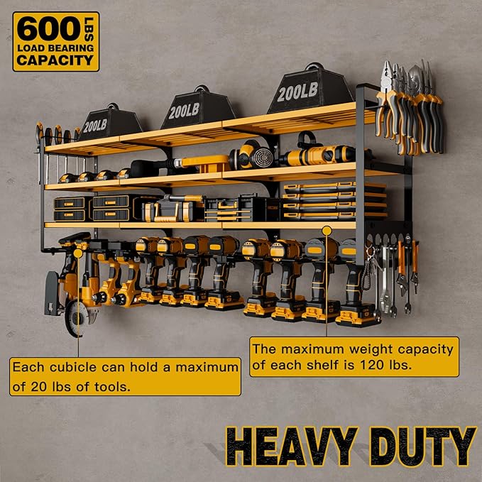 48" Large Power Tools Organizer Wall Mount, 12 Drill Holder