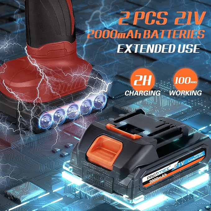 Cordless Car Buffer Polisher w/ 2x2000mAh 21V Batteries, 6 Inch Car buffer