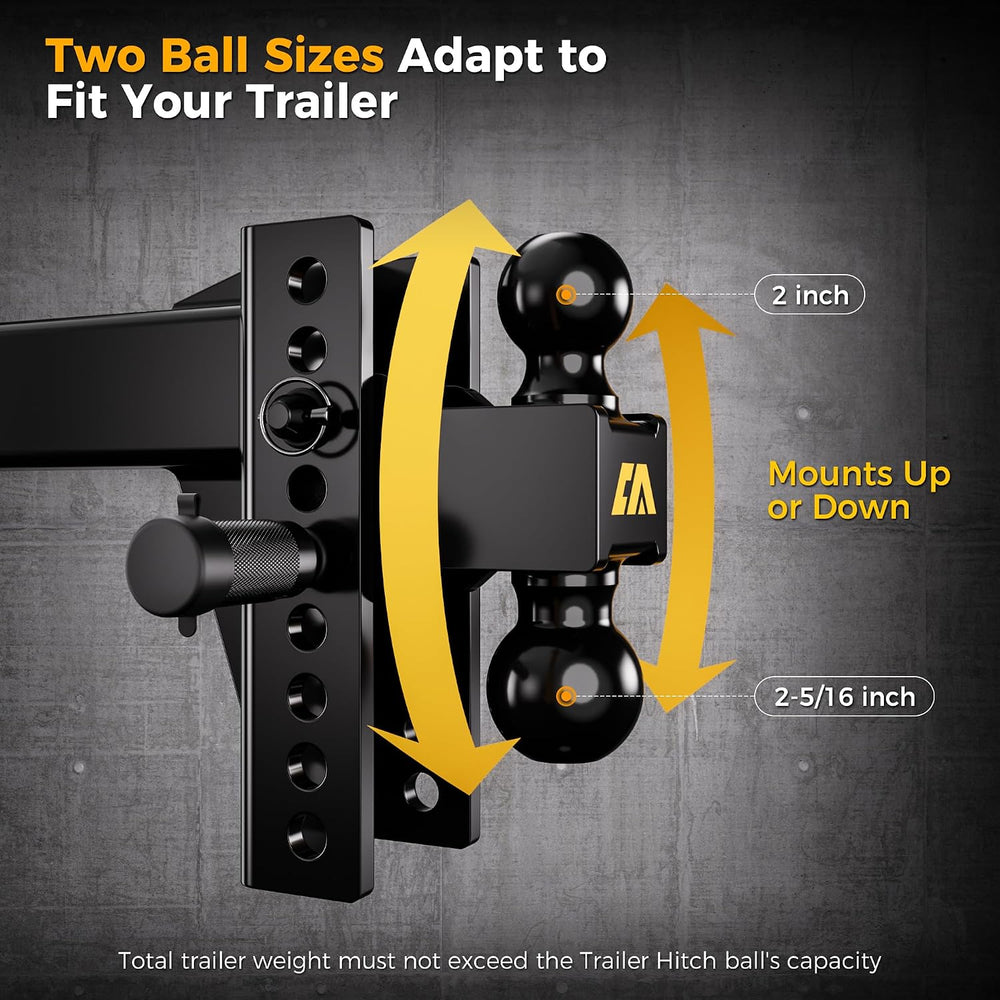 CAMMOO Adjustable Trailer Hitch for 2.5inch Receiver 6 inch Rise/Drop Hitch