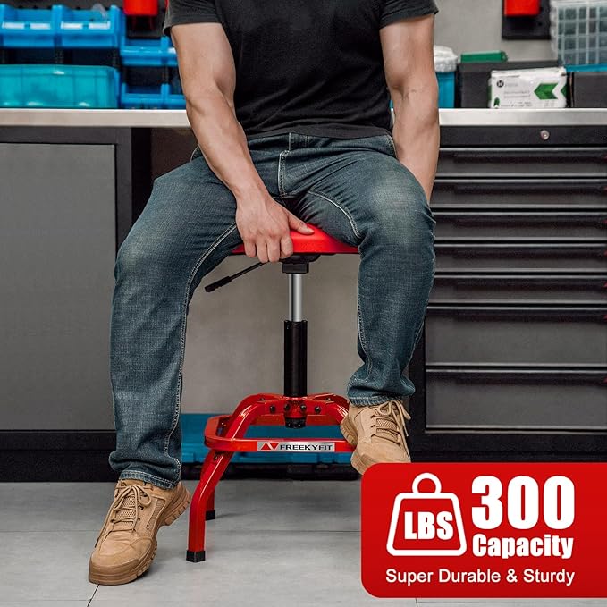 Shop Stool with Backrest, Mechanic Garage Stool