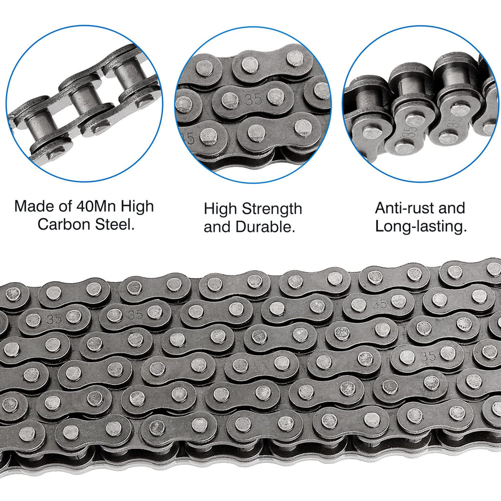 #35 Roller Chain 10 Feet -320 Links #35 Chain with Chain Breaker & 5 Conn...