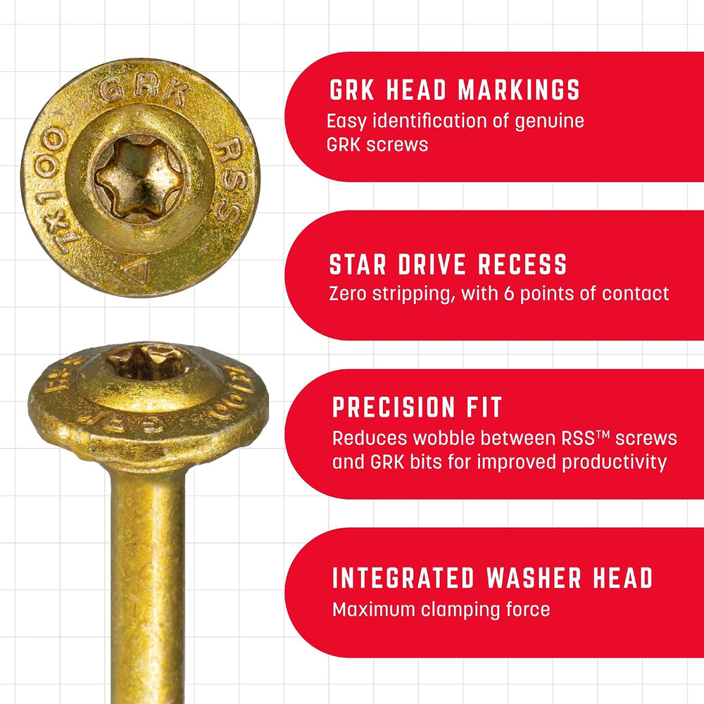 GRK 12225 5/16x4 Star Drive Washer Head Climatek Coated Steel RSS Rugged Stru...