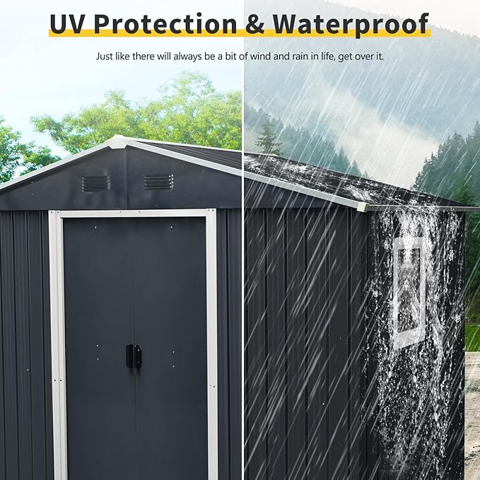 4x8 FT Outdoor Storage Shed, Metal Garden Shed