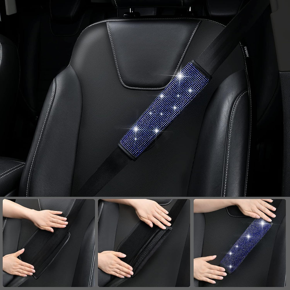 CAR PASS 23 PCS Bling Diamond Car Accessories Set for Women, Leather Seat Cov...