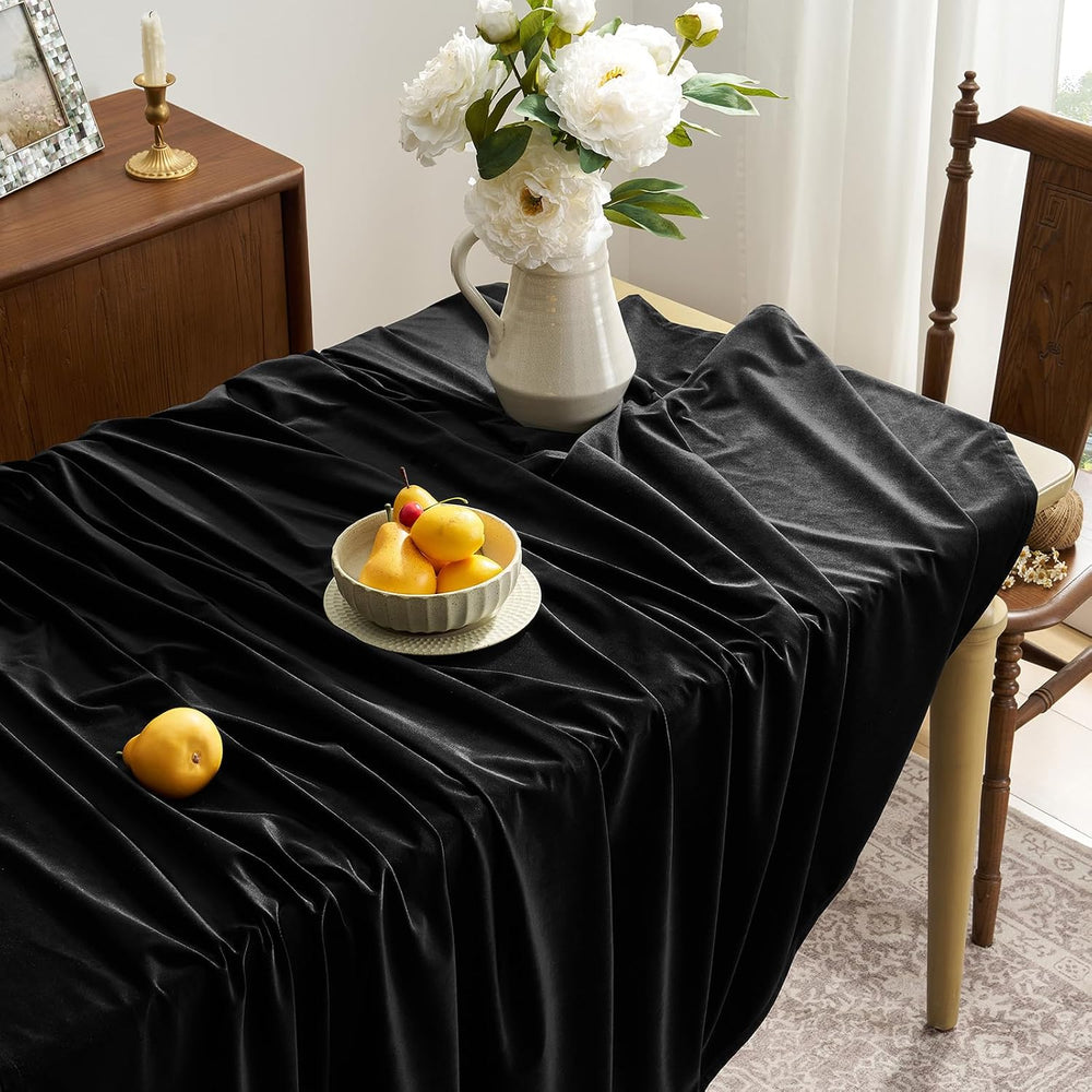 Gothic Black Velvet Rectangle Tablecloth: Halloween Luxury Table Cloth