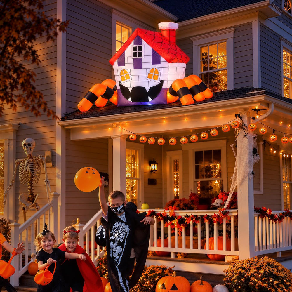 5FT Inflatable Halloween Decoration Outdoor, Blow Up Spider Yard LEDs Decor