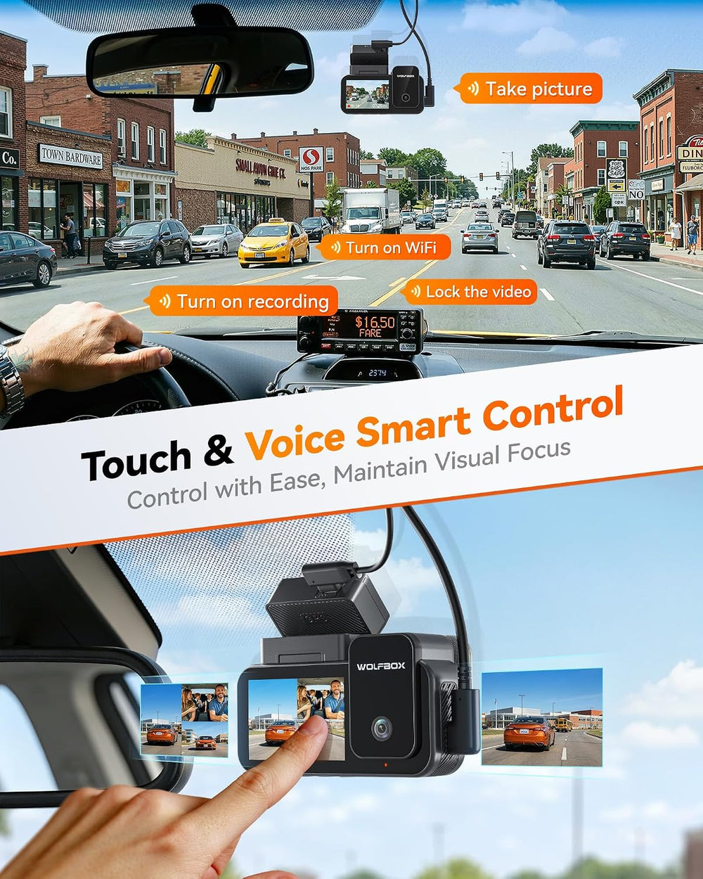 WOLFBOX X5 3 Channel 4K HDR Dash Cam, STARVIS 2 IMX678 8MP Night Vision