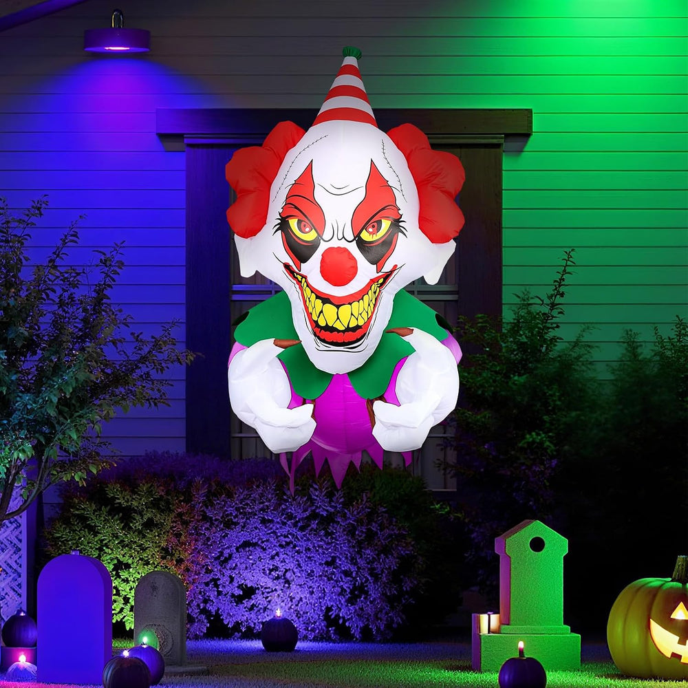 3.9 Ft Halloween Inflatables Scary Clown Broke Out from Window, Halloween Blo...