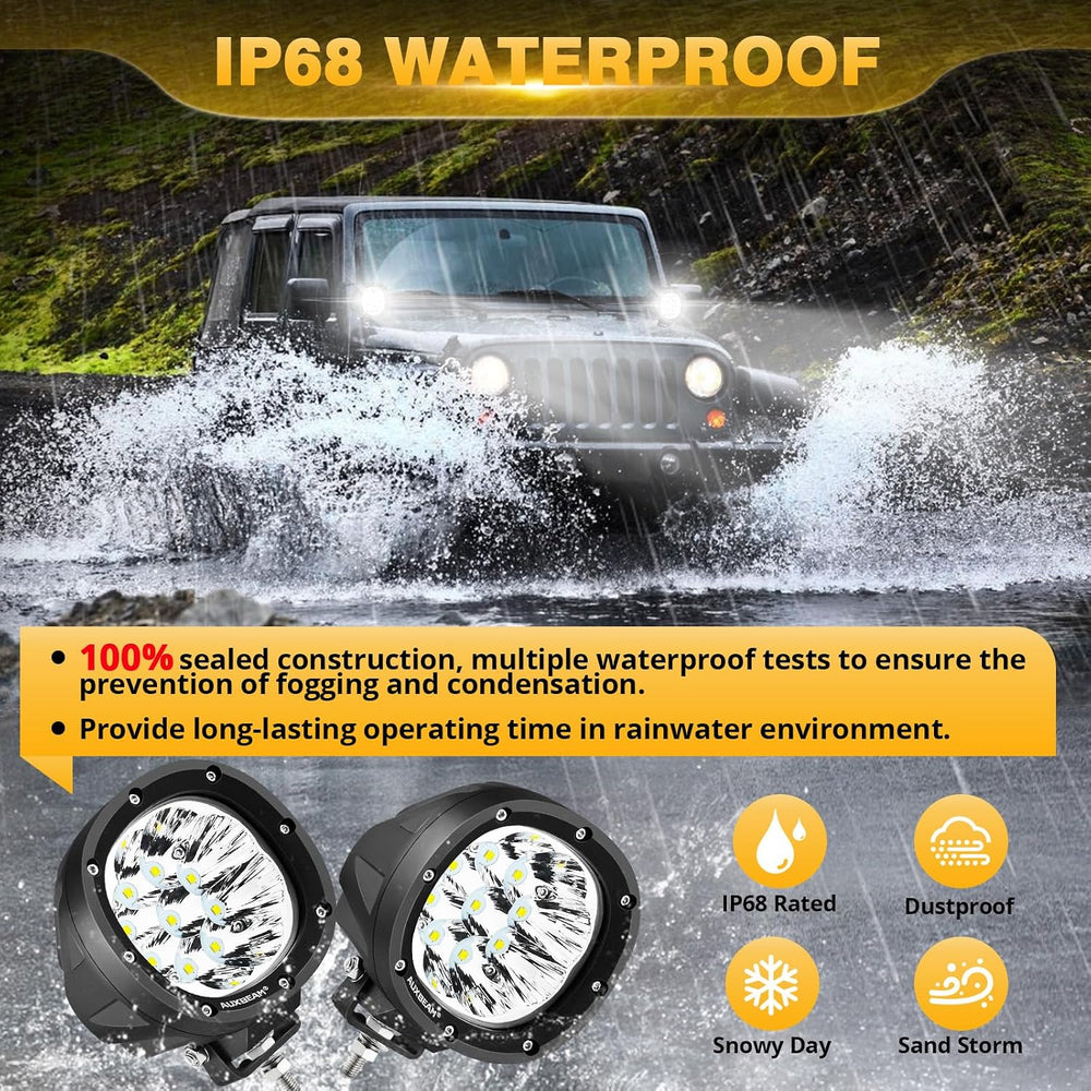 Auxbeam P4 Series 4-Inch 90W Round Off-Road Lights LED Spotlights 2-Pack