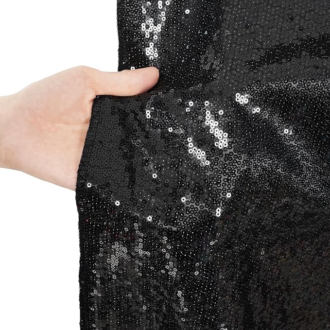 Eternal Beauty Black Thick Sequin Backdrop, 10x10 Ft Halloween Glitter Backgr...