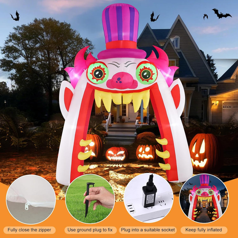 13ft Clown Arch Halloween Inflatable Outdoor Decoration, Courtyard Decoration...