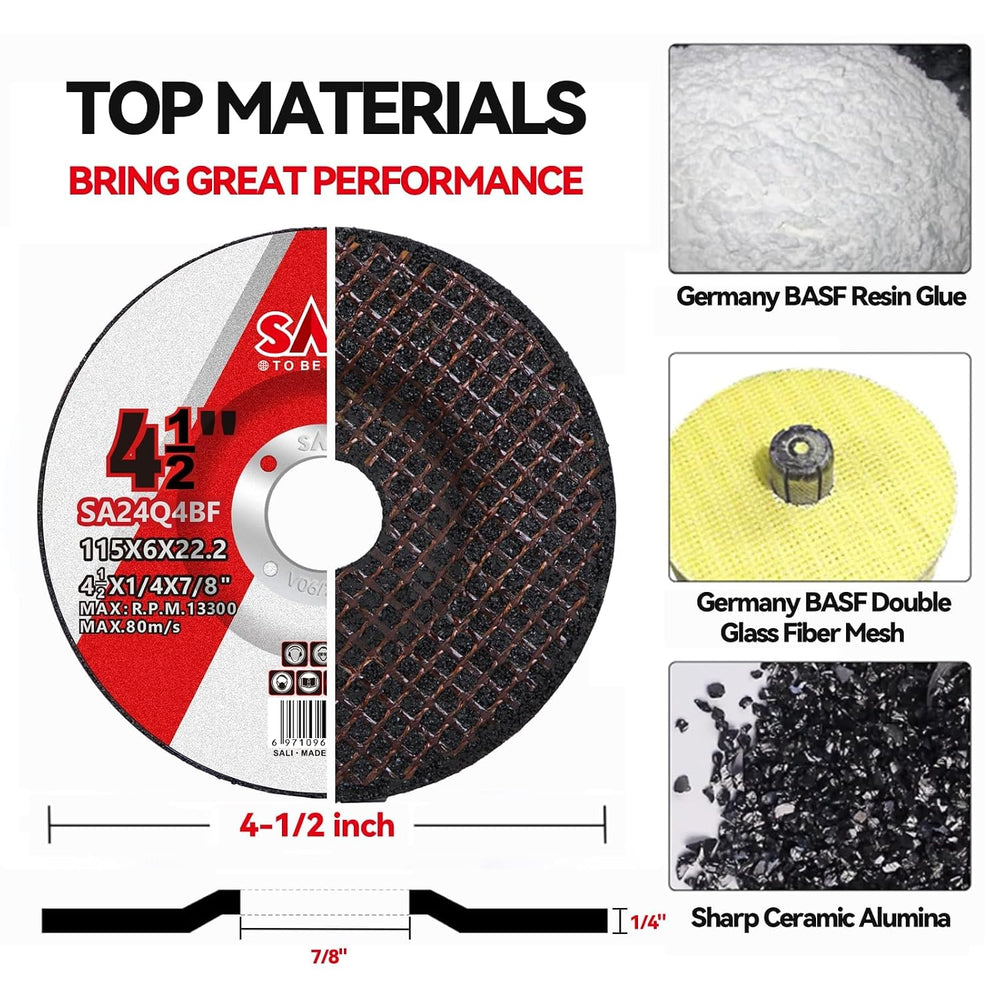 SALI 25 Pack 4-1/2 Inch Grinding Wheels for Angle Grinder, Aluminum Oxide Gri...