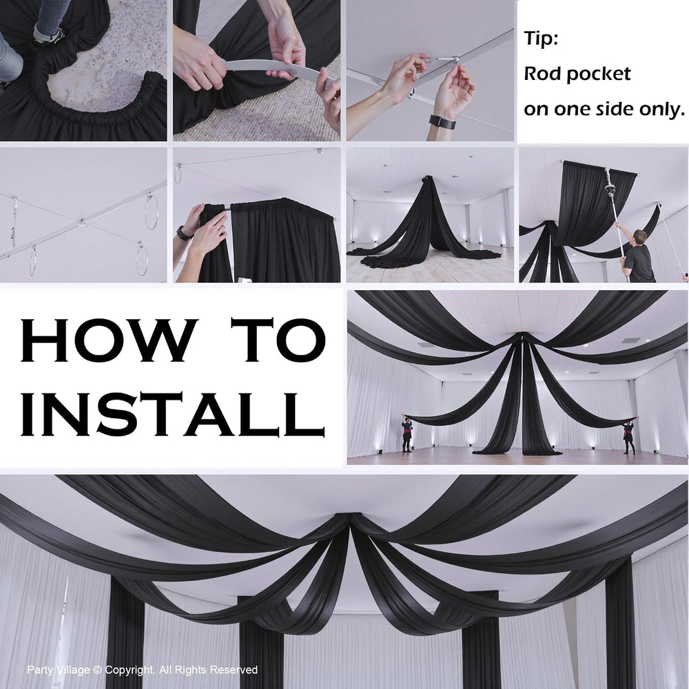 20ftx40ft Black Ceiling Curtain for Halloween Parties