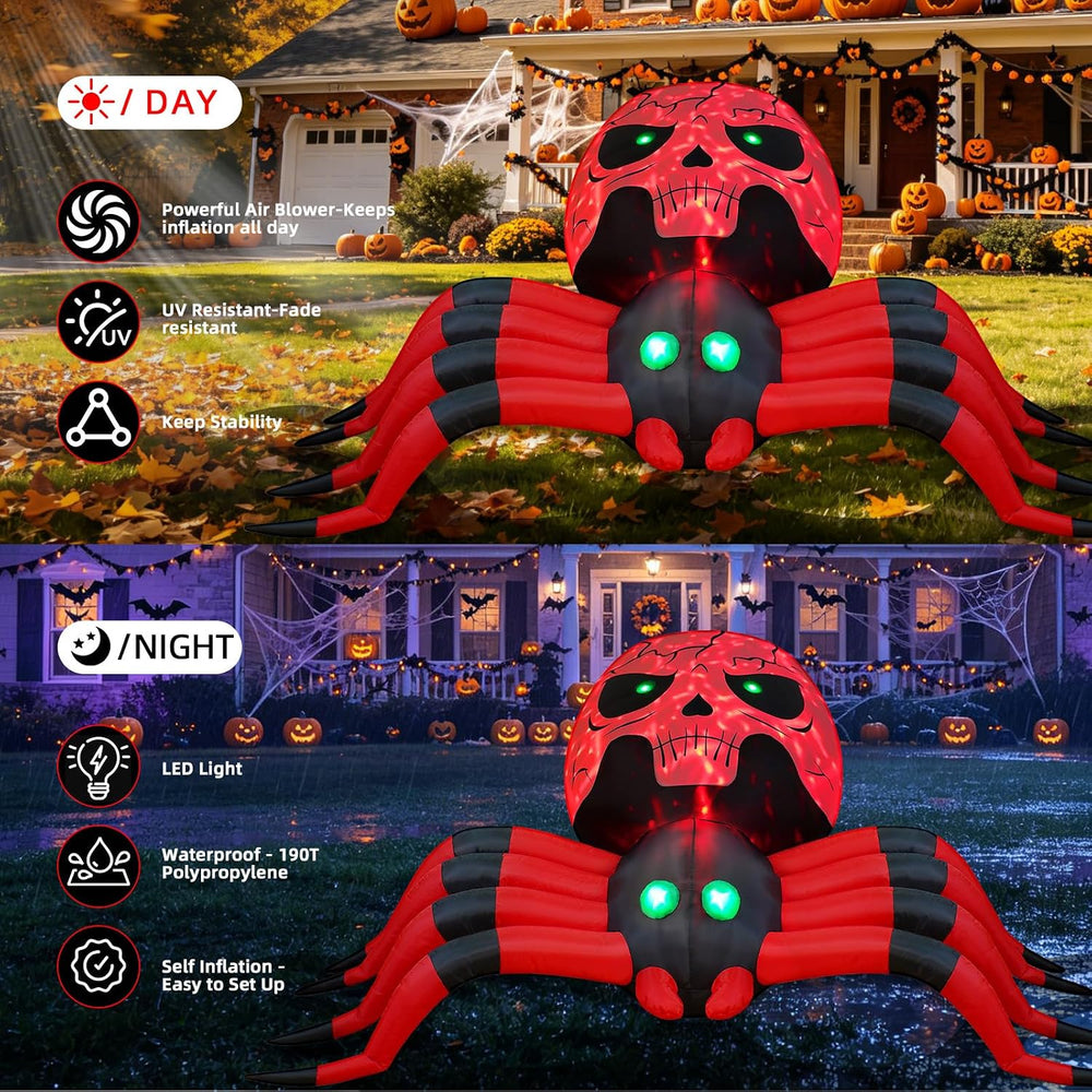 Spider Inflatable Halloween 8FT Giant Spider with Disco Flashing LED Lights, ...