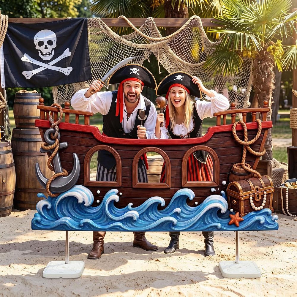 Qunclay Pirate Party Decoration Cardboard Cutout Stand Up Life Size, 4.4ft Pi...
