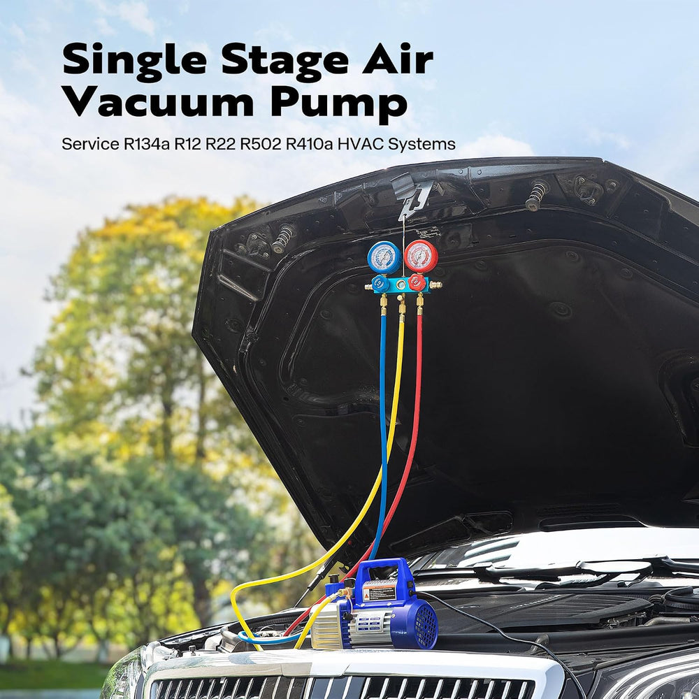 VIVOHOME 110V 1/4 HP 3.5CFM Single Stage Rotary Vane Air Vacuum Pump and AC M...