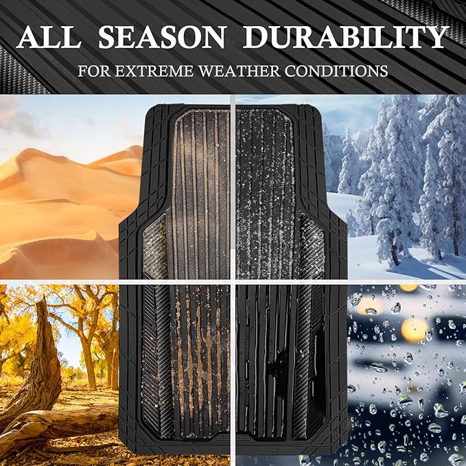 CAR PASS Heavy Duty Rubber Car Mats Metallic, Aluminum Film All Weather Floor...