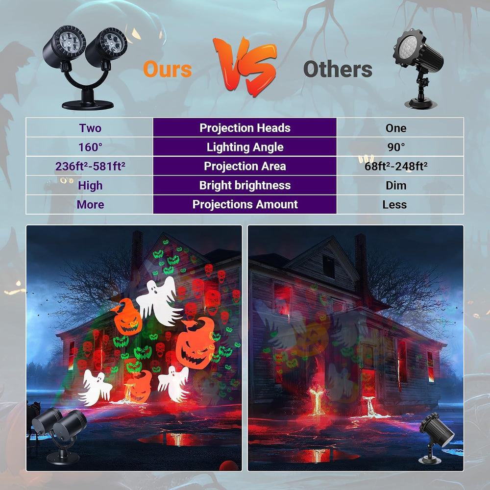Toodour Halloween Projector Lights Outdoor, Double Head Dynamic Halloween Lig...