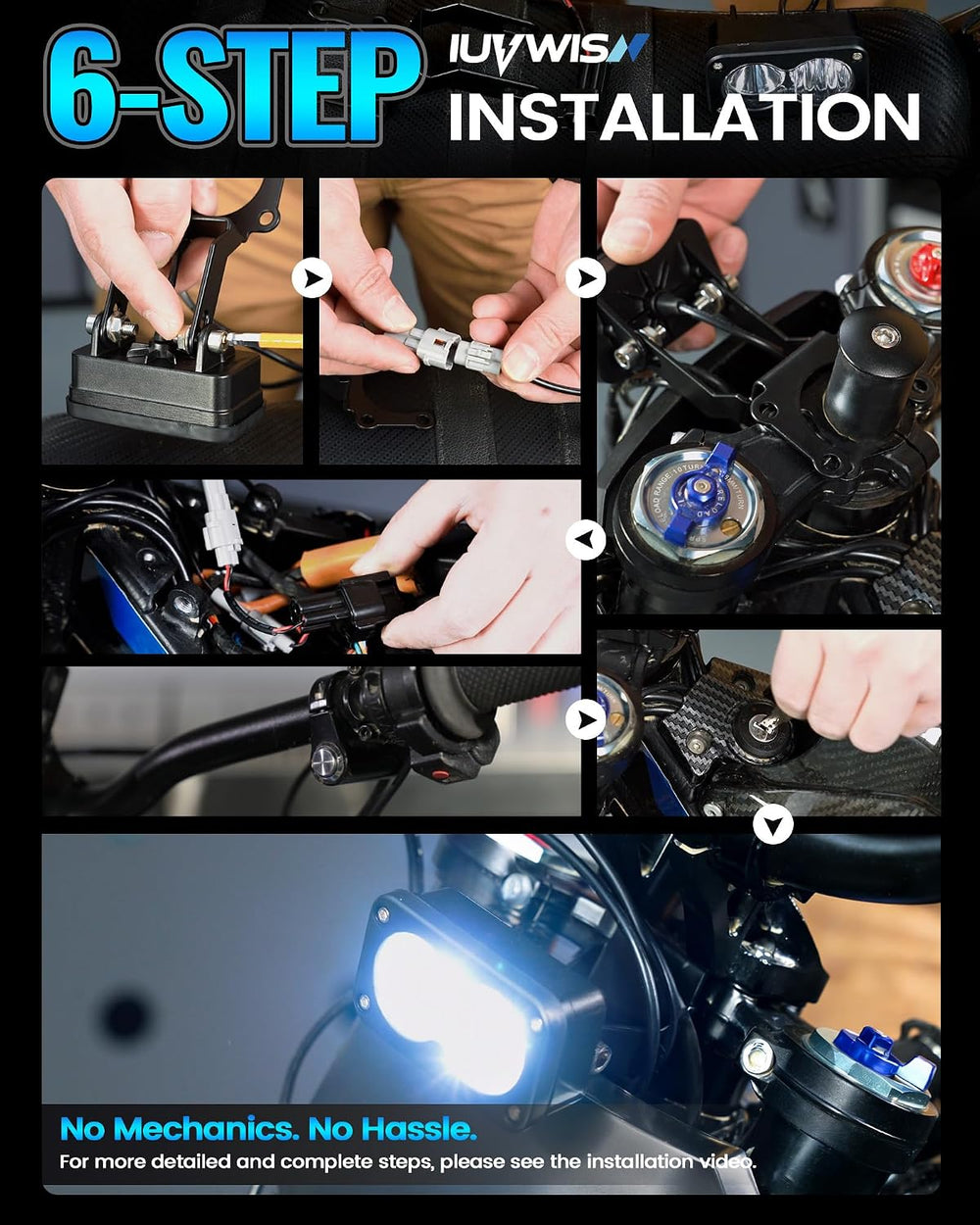 Headlight Kit 6000-6500K Led Light Bar with Switch for Surron Sur Ron Eride E...