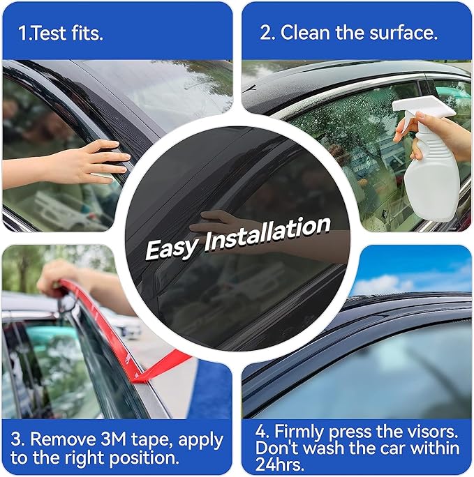 Window Visors Rain Guards for 2005-2015 Toyota Tacoma Double Cab, Out-Channel