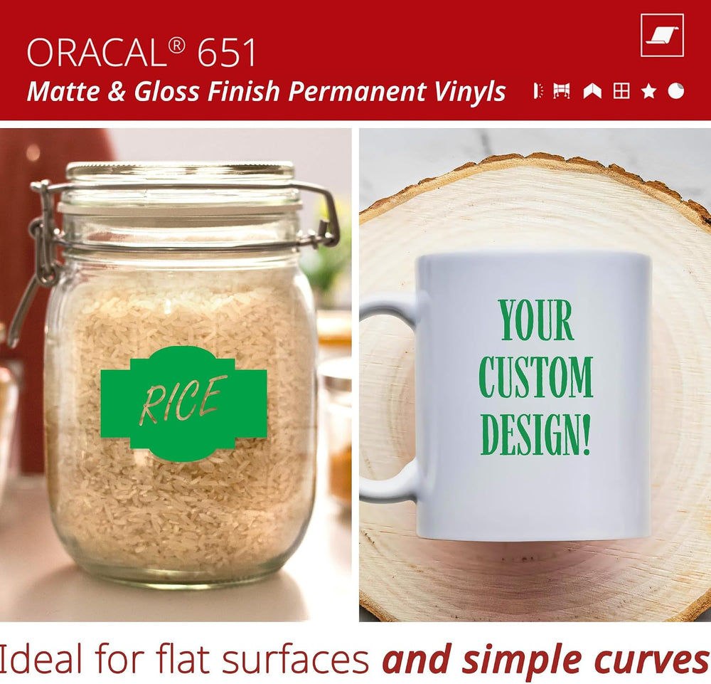 ORACAL 651 Matte Green Vinyl Durable Roll Easy to Weed Permanent Adhesive Cra...