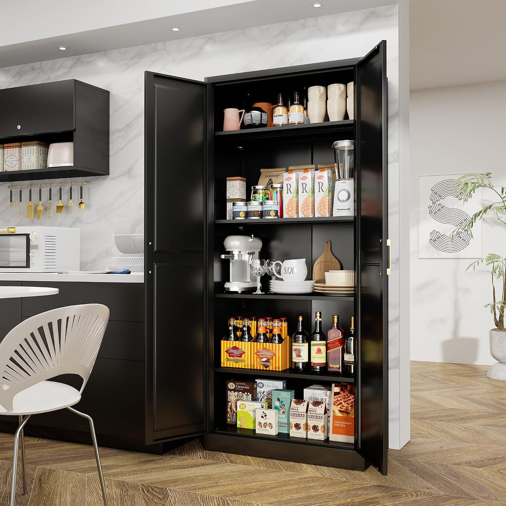 71"Tall Metal Kitchen Pantry Storage Cabinet with Doors& 4 Shelves