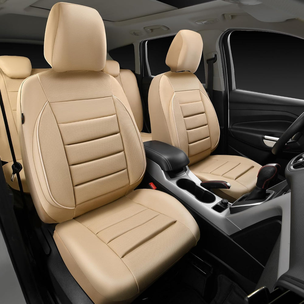 CAR PASS Leather Seat Covers Full Set Universal Water Resistant 3D Foam Back ...