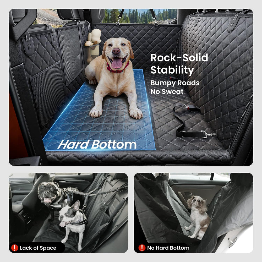 REEVAA Dog Truck Seat Cover for Back Seat, Hard Bottom, XL, Black