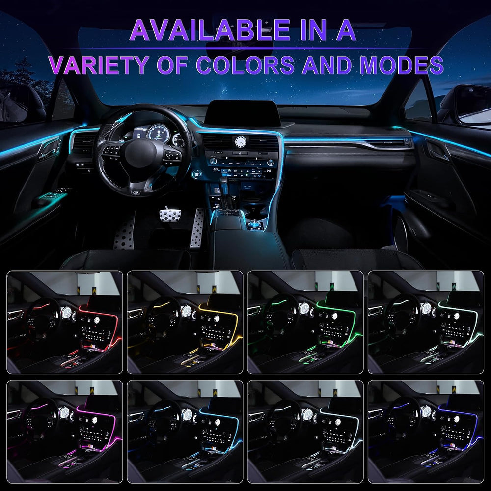 LivTee Smart Car LED Interior Lights with USB Port, LED Strip Fiber Optic Lig...