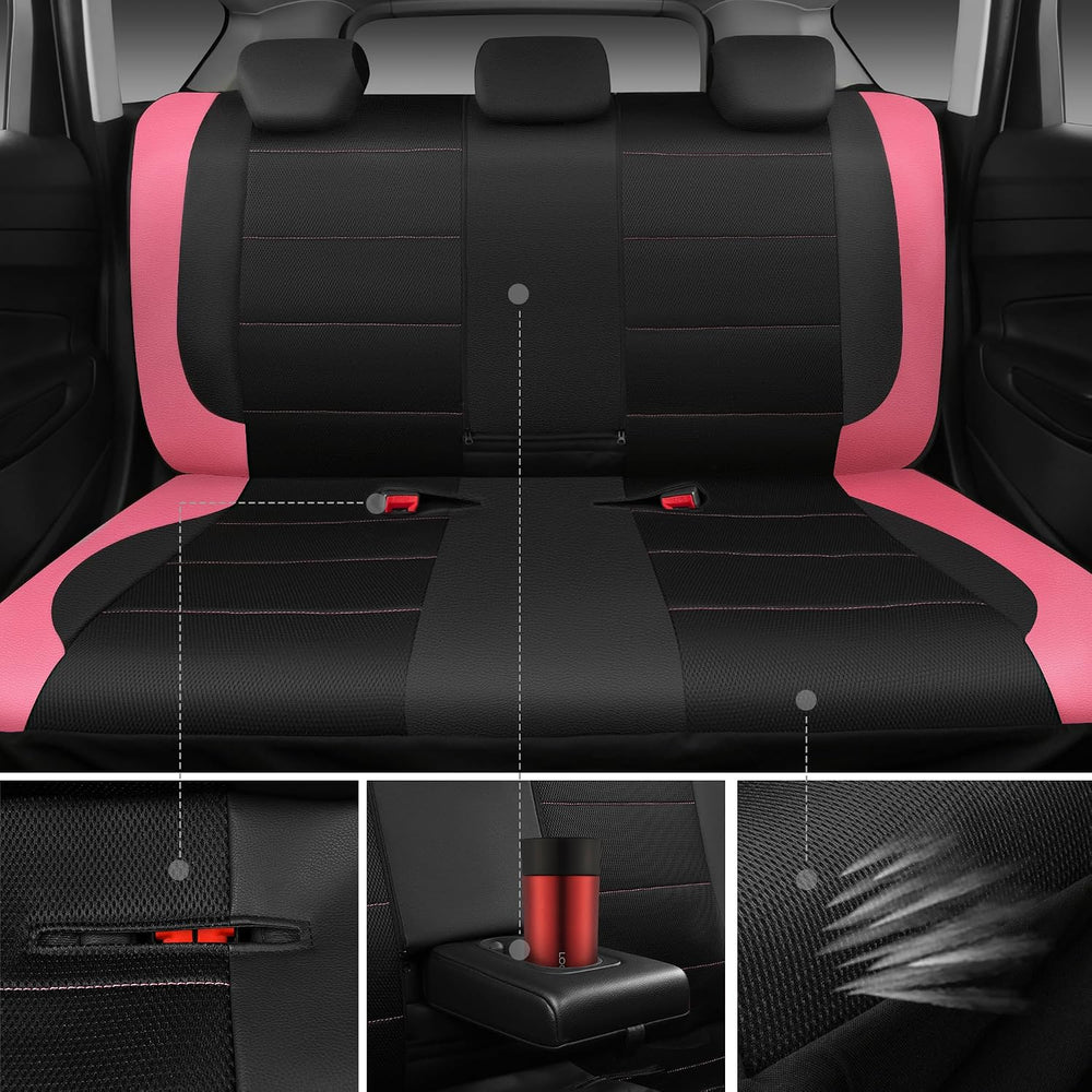 CAR PASS Leather Seat Covers, Breathable Universal Car Seat Cover Full Set fo...