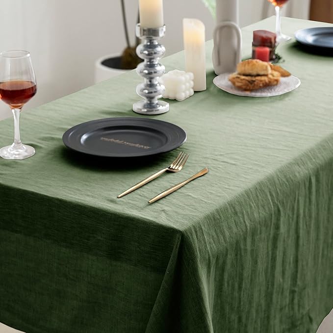 EVERLY 100% Pure Linen Rectangle Tablecloths 60x108Inches for Dining,Buffet P...