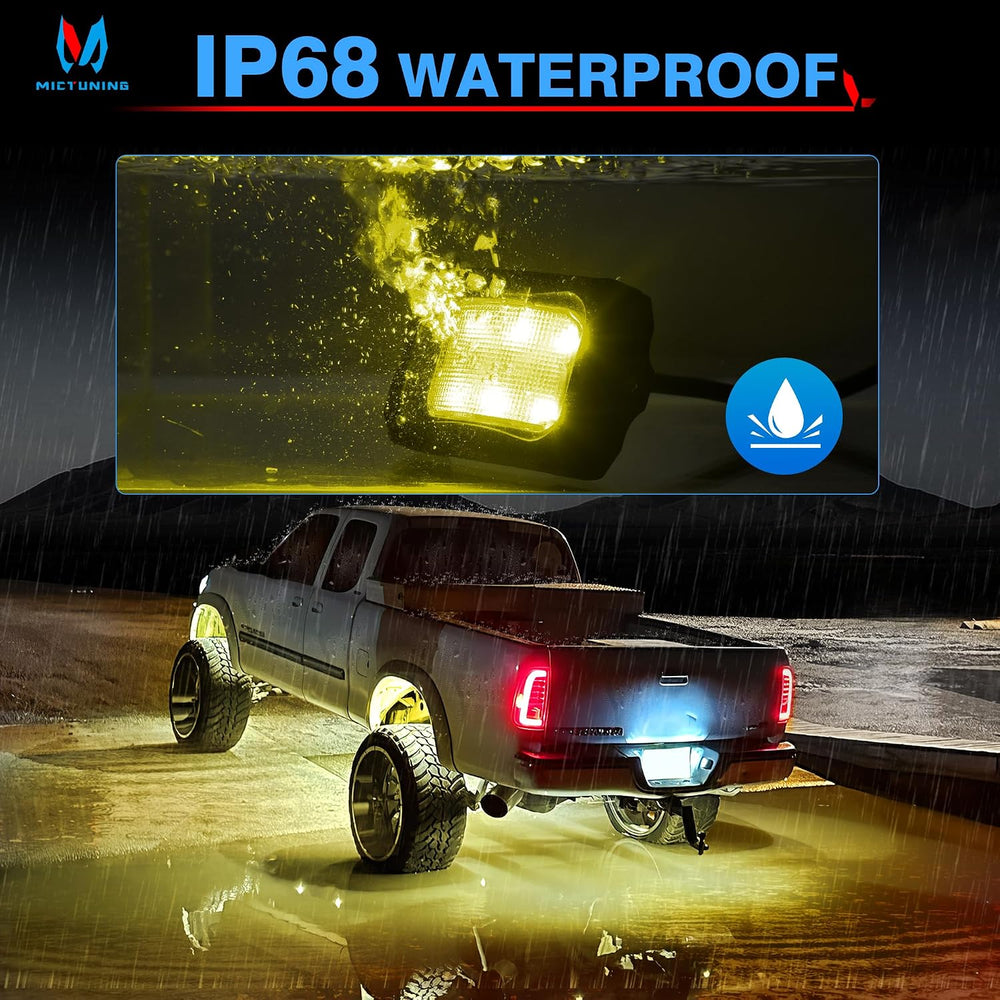 MICTUNING C2 Curved RGBW LED Rock Lights - 12 Pods Underglow Multicolor Neon ...