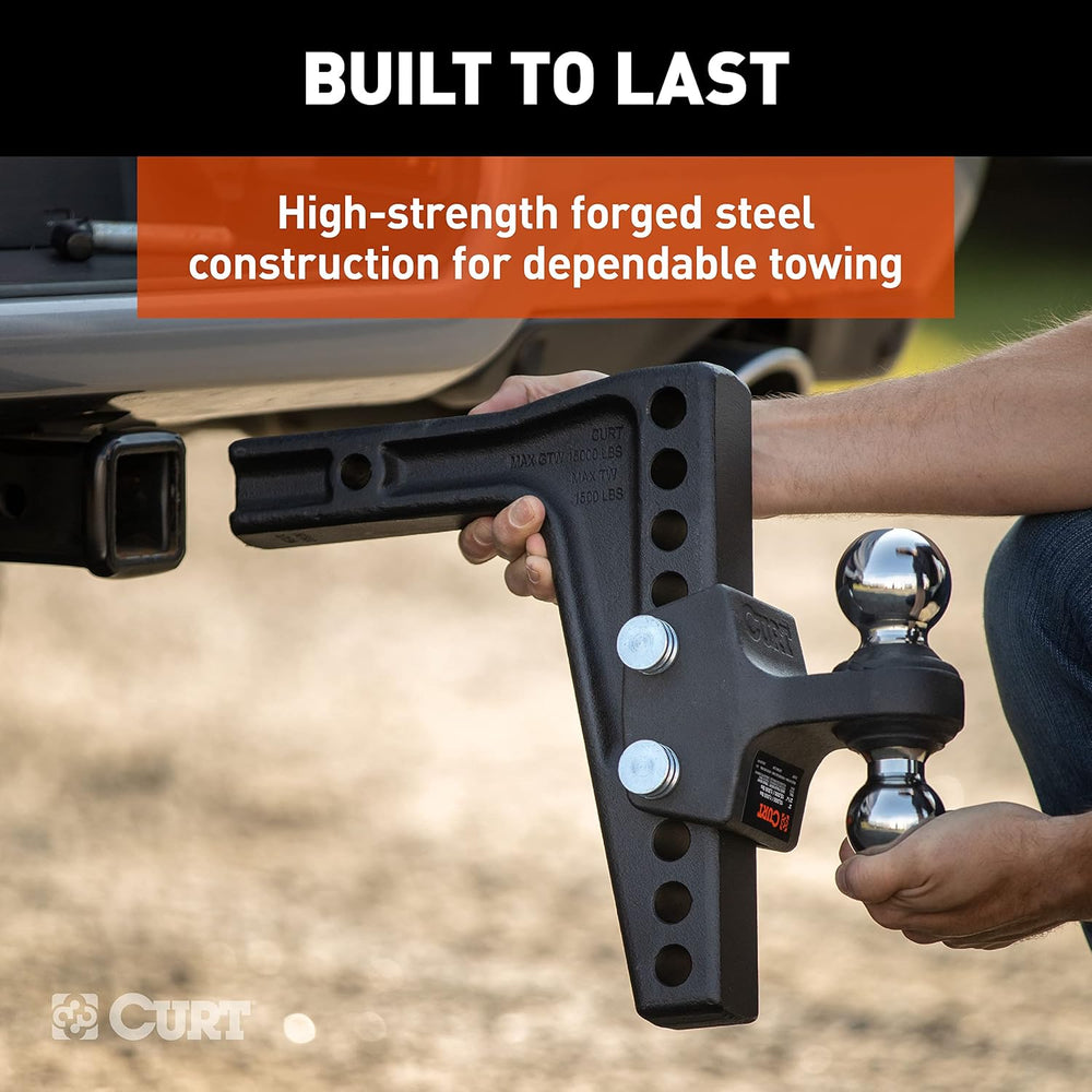 CURT 45936 Deep-Drop Adjustable Trailer Hitch Ball Mount with Dual Ball, 2&qu...