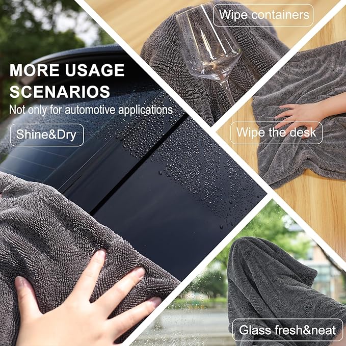 2 Pack XL Car Drying Towel – 1300GSM Ultra Absorbent Microfiber, Twisted Loop