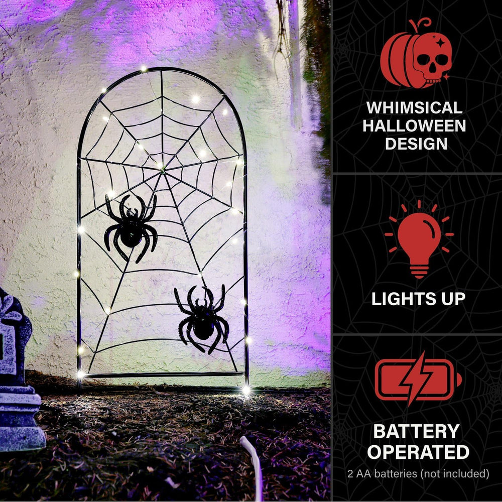 Haunted Hill Farm 2.6-Ft. Metal Spiderweb with Stake Halloween Decoration