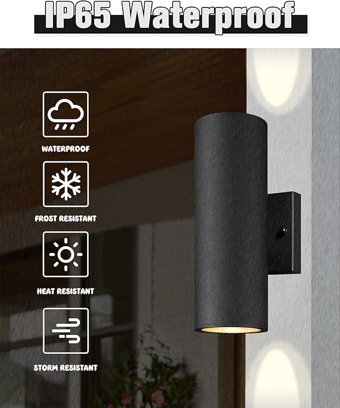 Ken & Ricky Outdoor Wall Sconce Lights, Cylinder Outdoor Light Fixtures (...