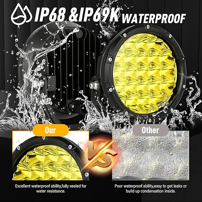 BIGLION.X 7inch Amber Round Off Road Lights Pair 210W 32000LM Super Bright