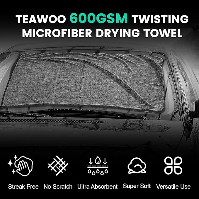 16-Pack Bulk Microfiber Towels for Cars, Super Absorbent Car Drying Towel