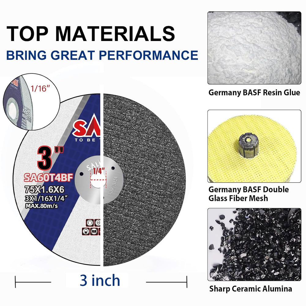 SALI 100 Pack Cut Off Wheels 3 Inch General Purpose Metal Cutting Wheel for 3...