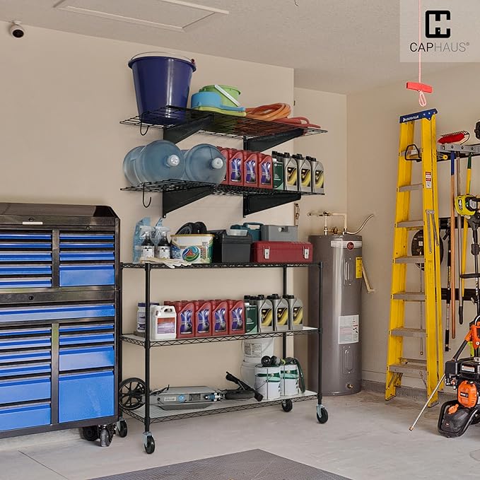 CAPHAUS 2-Pack Garage Shelving Wall Mounted 72x18 Inch, Heavy Duty Metal Wall