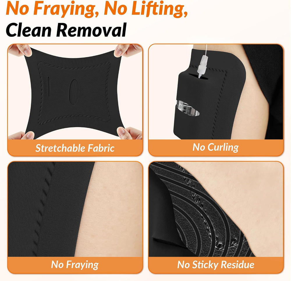 20 Pack Tandem Mobi Adhesive Sleeve, Amolyfe Upgraded On-Body Pocket, Black