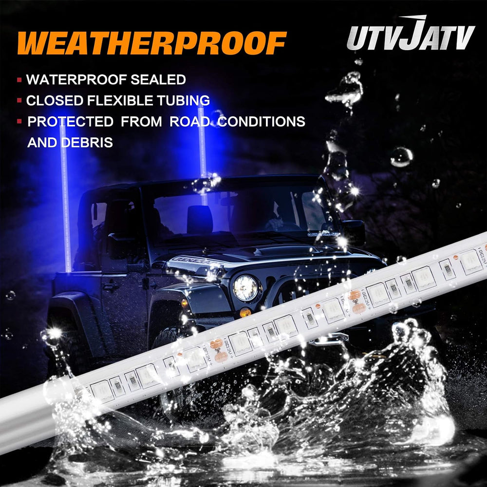 4ft LED Whip Blue Lights Waterproof Flag Pole Safety Antenna with Flag for Ca...