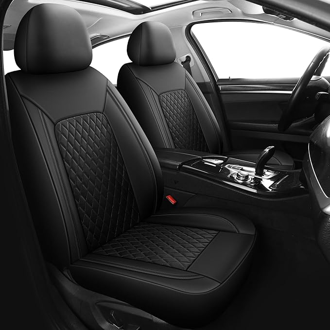 Car Seat Cover, Breathable and Waterproof Leather Seat Covers, Luxury PU (2 P...